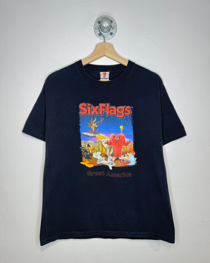 2000s Six Flags Looney Tunes Black Tee Shirt