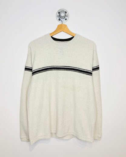 Vintage Y2K XG Striped Off White Textured Sweatshirt