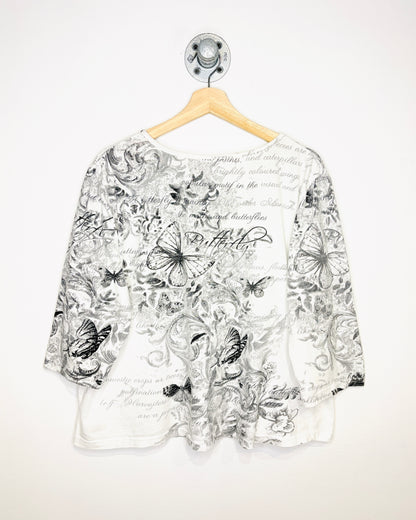 Vintage Y2K Women’s Butterfly AOP White Longsleeve Shirt