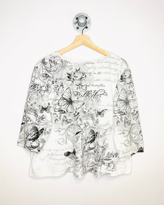 Vintage Y2K Women’s Butterfly AOP White Longsleeve Shirt