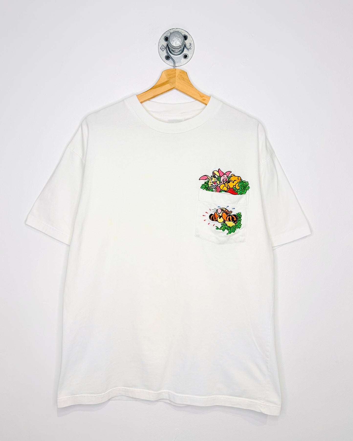 Vintage 90s Disney Winnie The Pooh & Friends White Pocket Tee Shirt