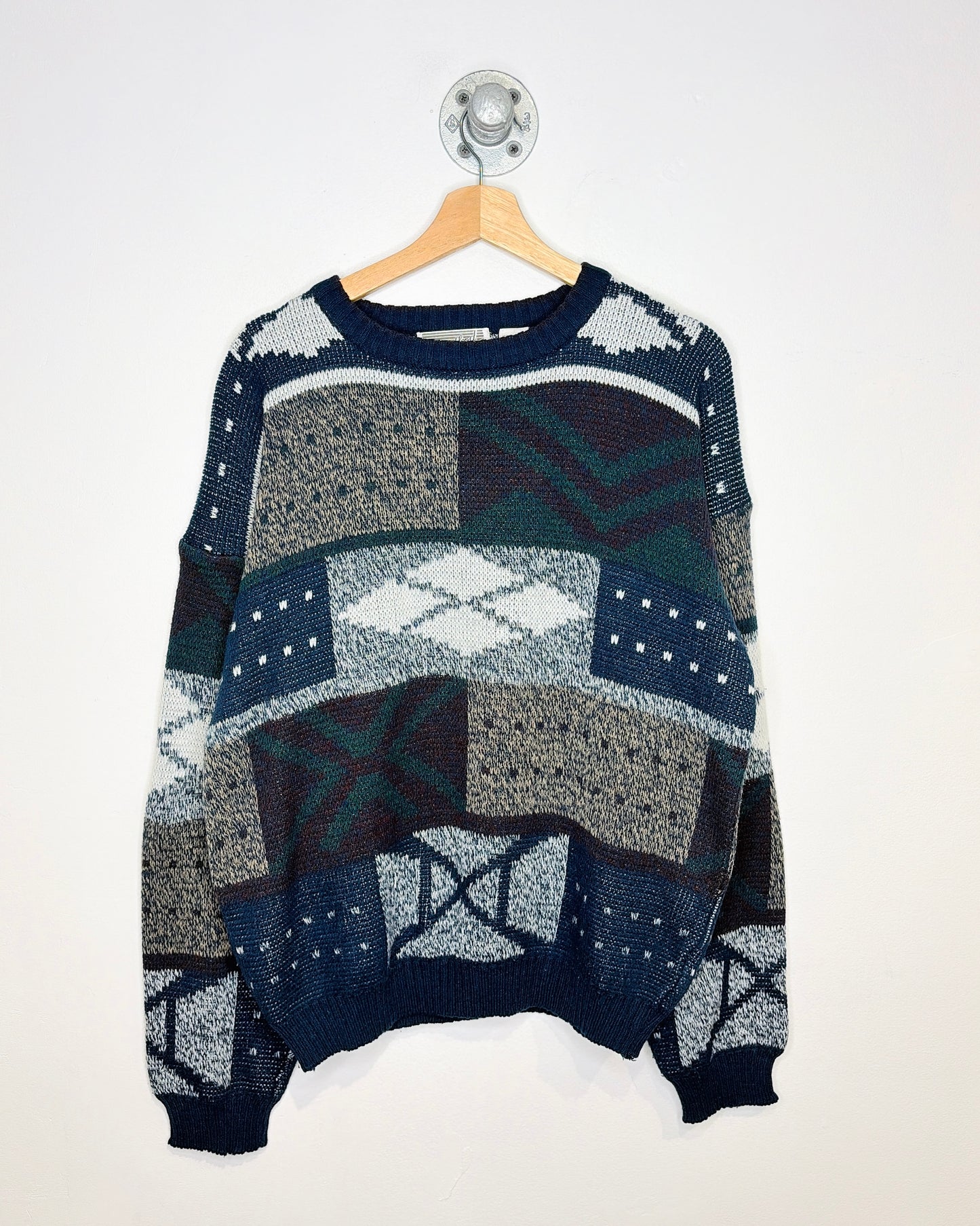 Vintage 90s Method Navy Abstract Sweater