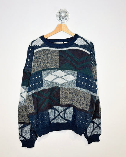 Vintage 90s Method Navy Abstract Sweater