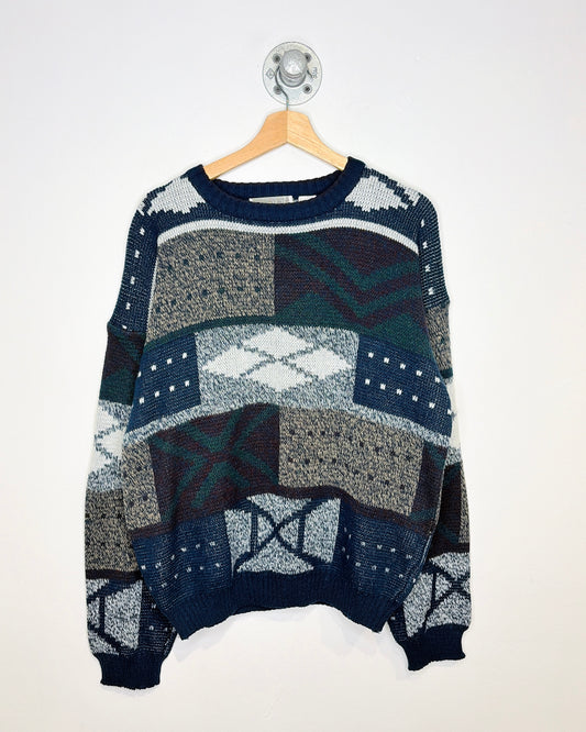 Vintage 90s Method Navy Abstract Sweater