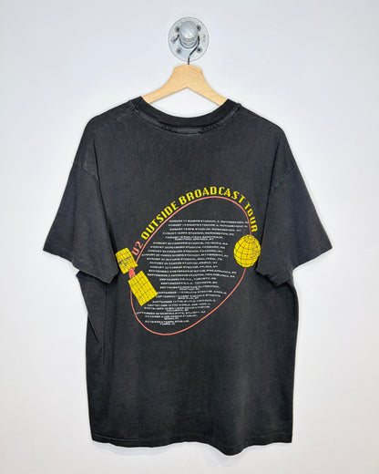 Vintage 1992 U2 Zoo TV Distressed Black Tee Shirt