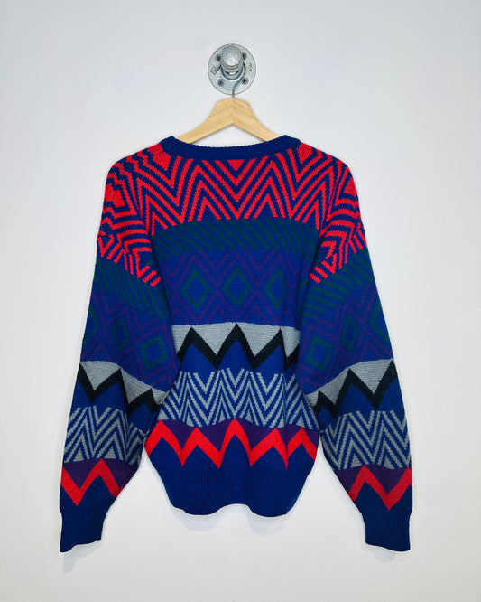 Vintage Early 1990s Gant Multi Colour Geometric Pattern Sweater