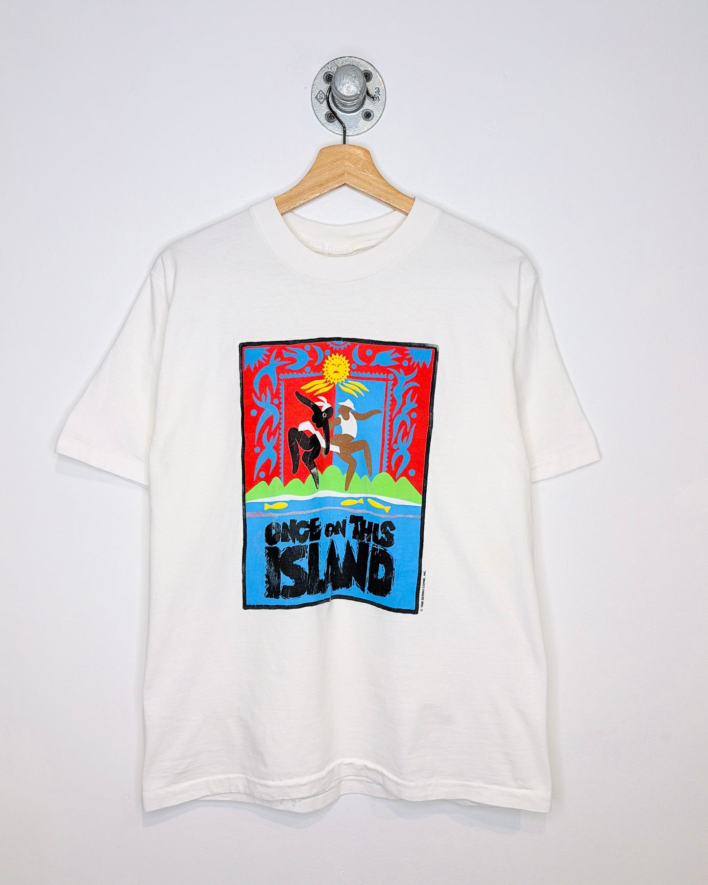 Vintage 90s Once On This Island Broadway Musical White Tee Shirt