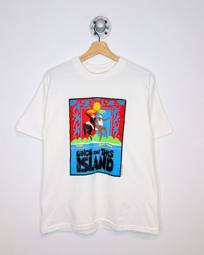 Vintage 90s Once On This Island Broadway Musical White Tee Shirt