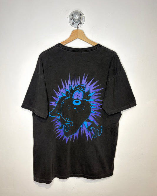 Vintage 1993 Looney Tunes Taz Wild Turkey Surprise Faded Black Tee Shirt