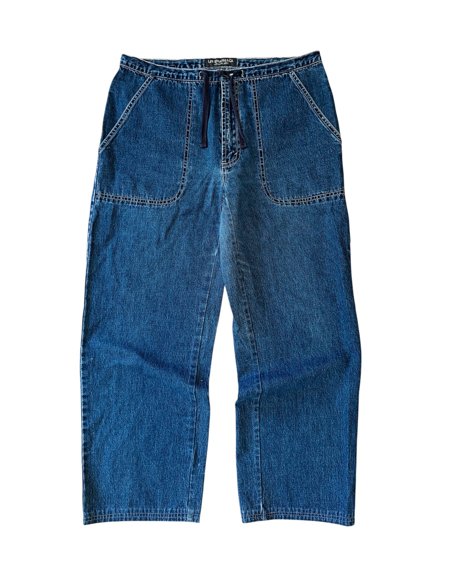 Vintage 90s Levi’s Baggy Dark Wash Contrast Stitch Pants