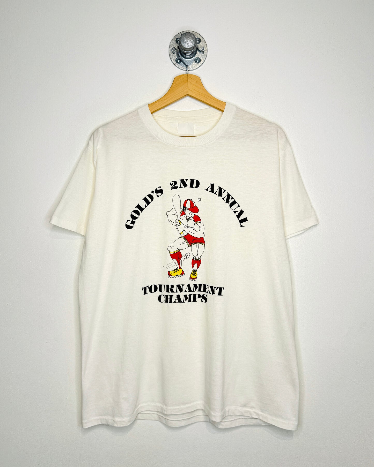 Vintage 90s Gold’s Tournament Champs Paper Thin White Tee Shirt