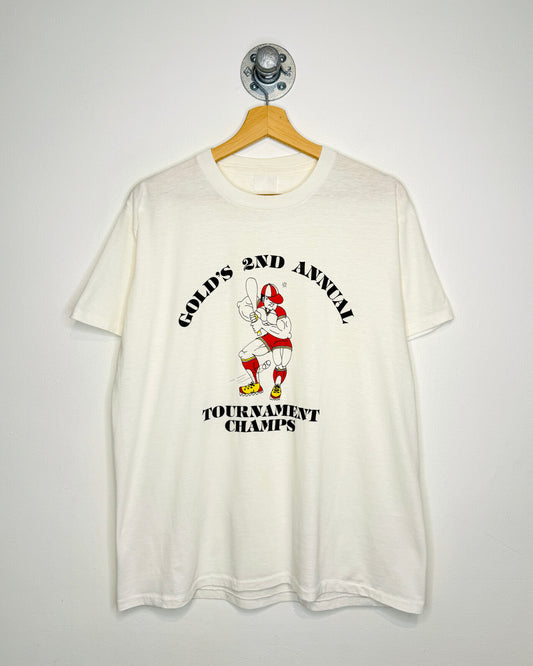 Vintage 90s Gold’s Tournament Champs Paper Thin White Tee Shirt