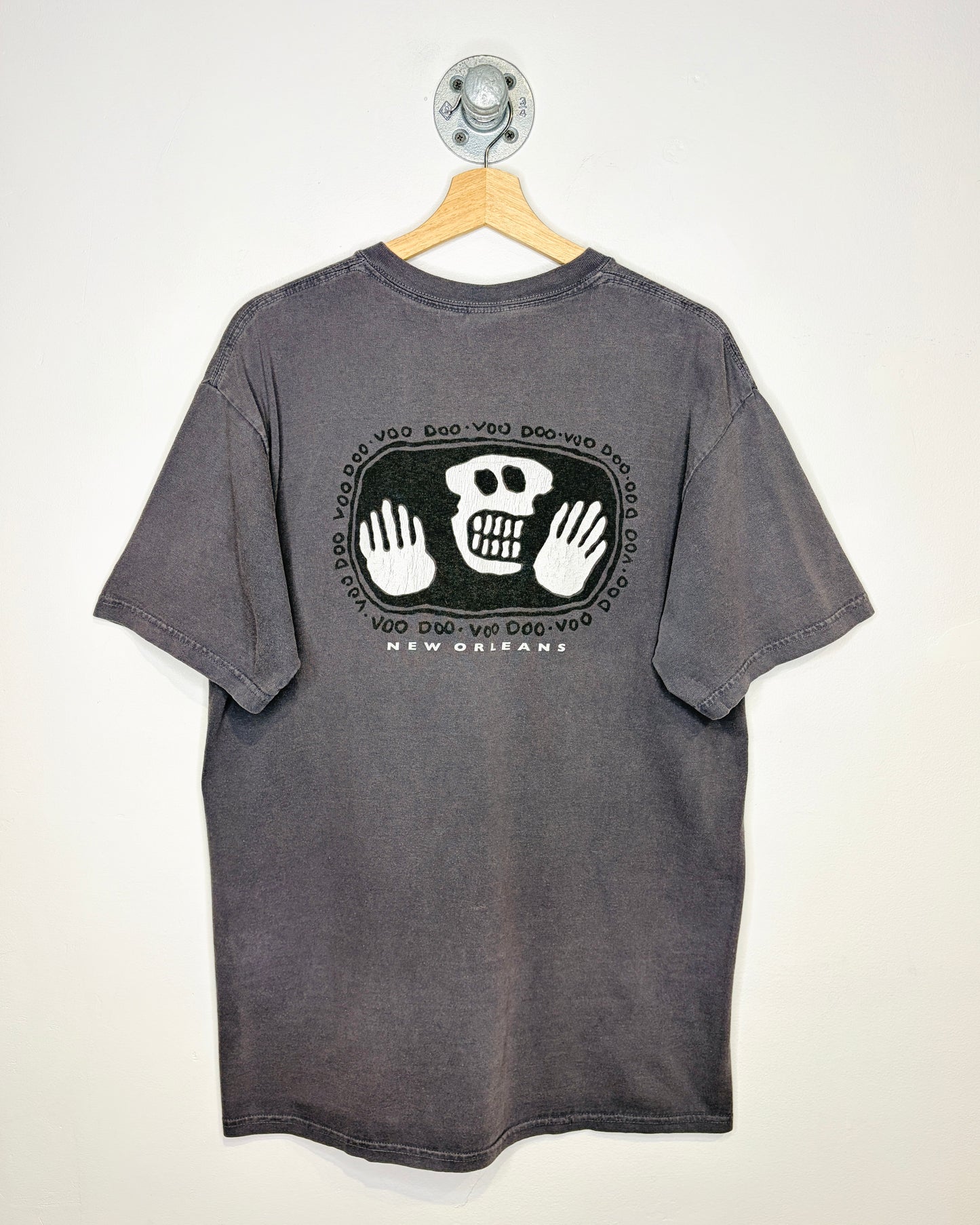 2000s New Orleans Voodoo Faded Dark Grey Tee Shirt