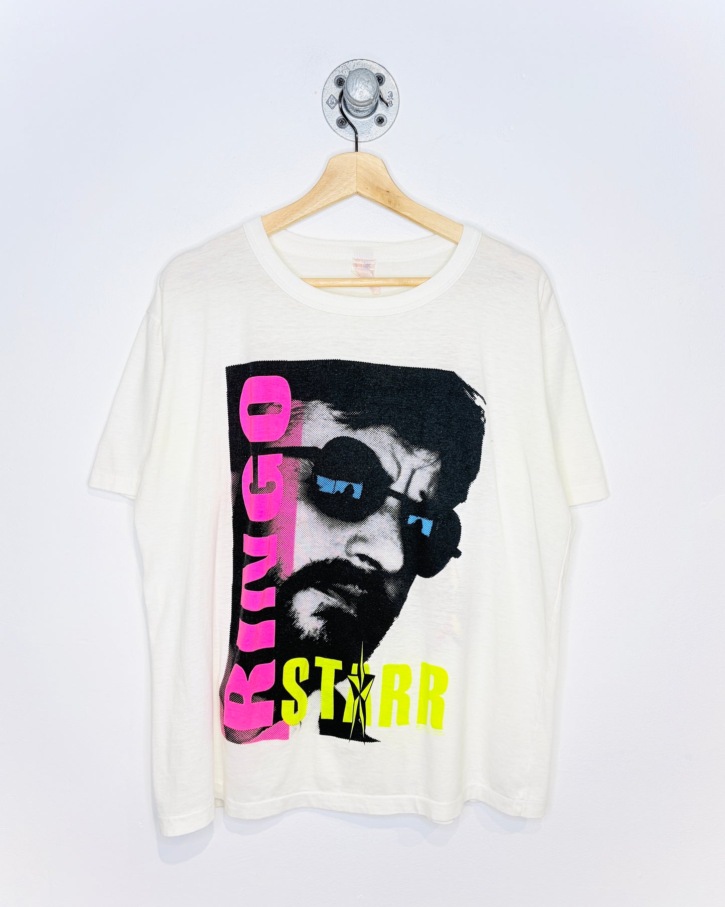 Vintage 1989 Ringo Starr All Star Band Tour White Paper Thin Tee Shirt