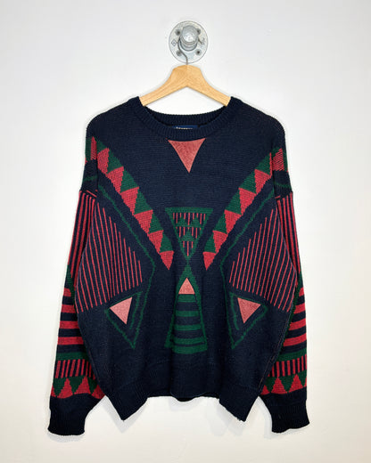 Vintage 90s Bronzini Navy Abstract Sweater