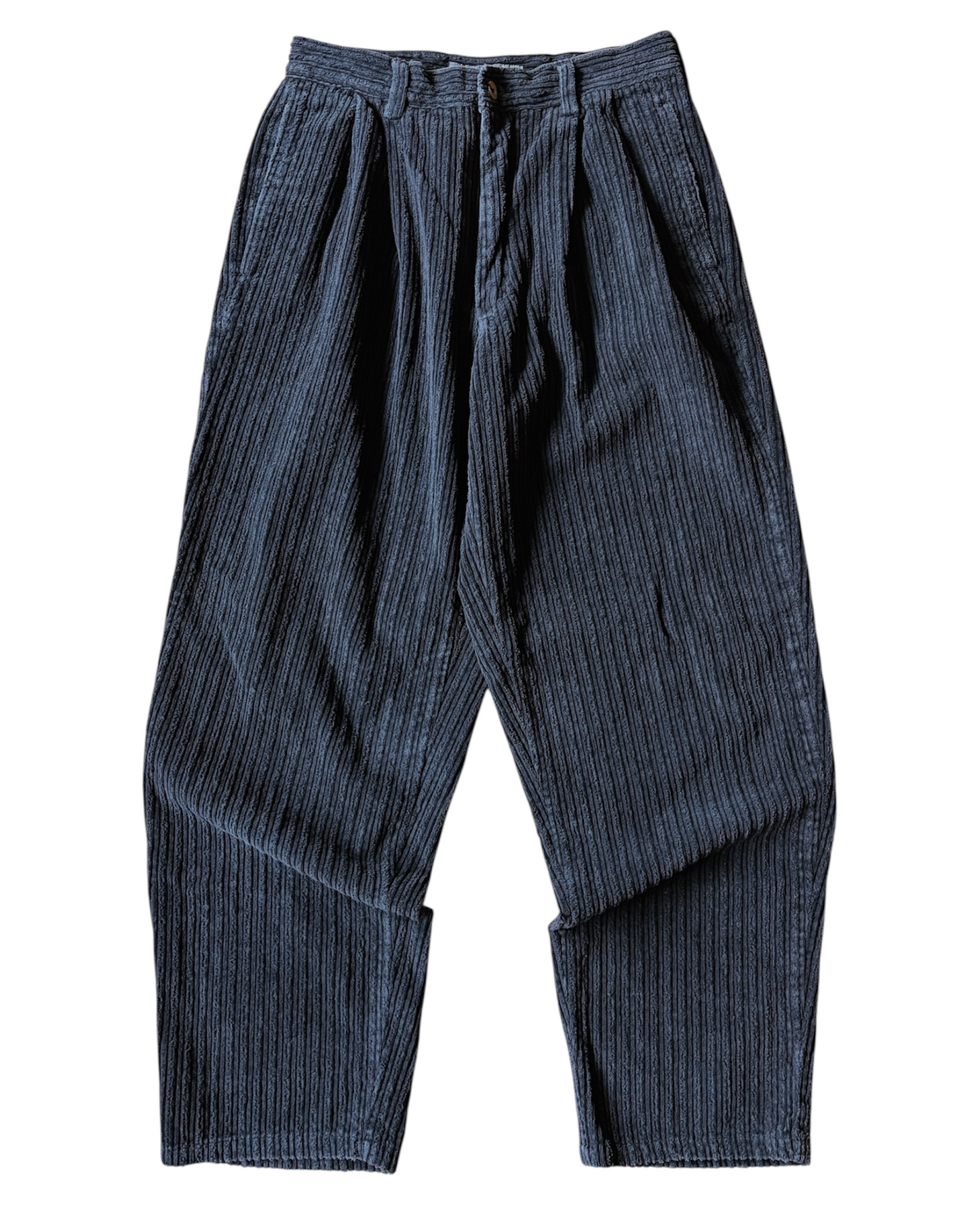 Vintage Baggy Black Double Pleated Chunky Corduroy Pants
