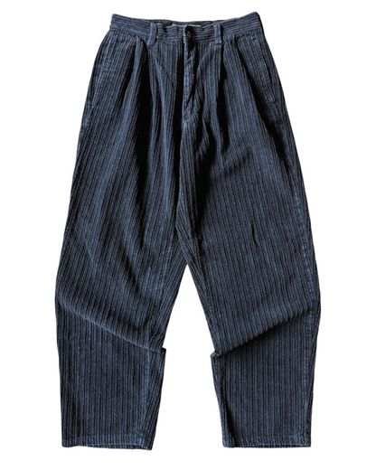 Vintage Baggy Black Double Pleated Chunky Corduroy Pants