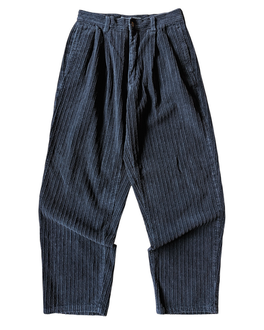 Vintage Baggy Black Double Pleated Chunky Corduroy Pants