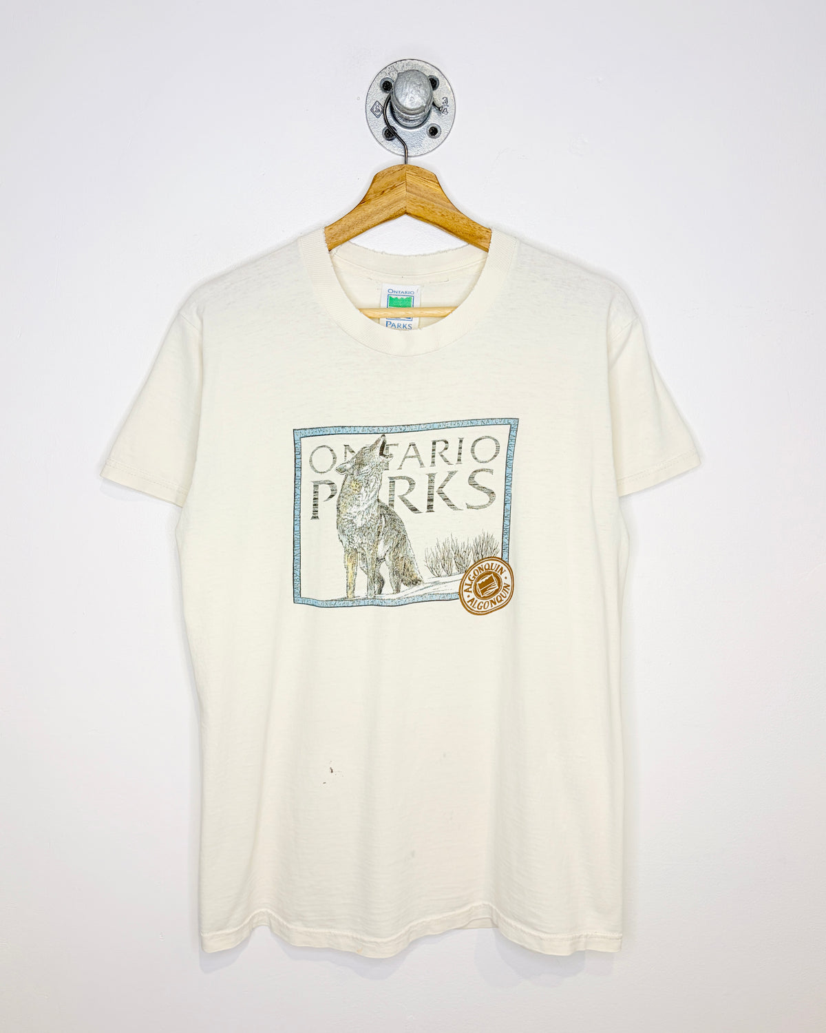 Vintage 90s Thrashed Ontario Parks White Tee Shirt
