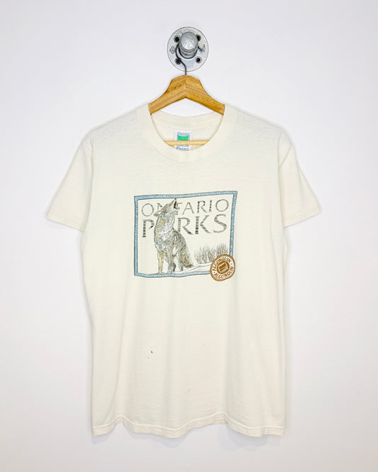 Vintage 90s Thrashed Ontario Parks White Tee Shirt