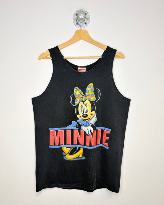 Vintage 90s Disney Minnie Mouse Faded Black Tank Top