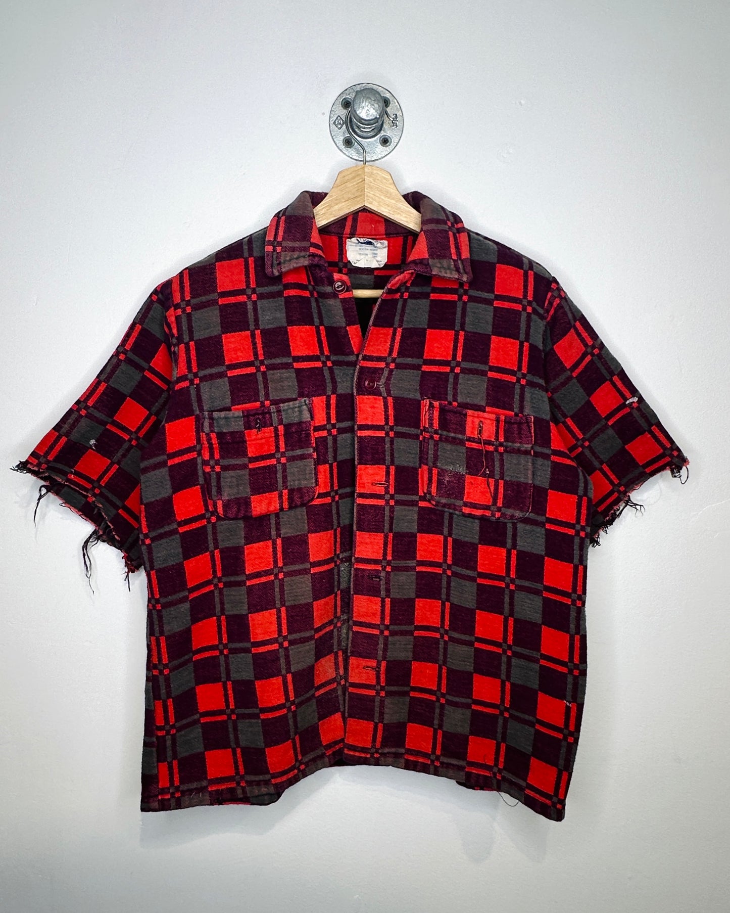 Vintage 80s Champion Plaid Chopped Button Up Shirt
