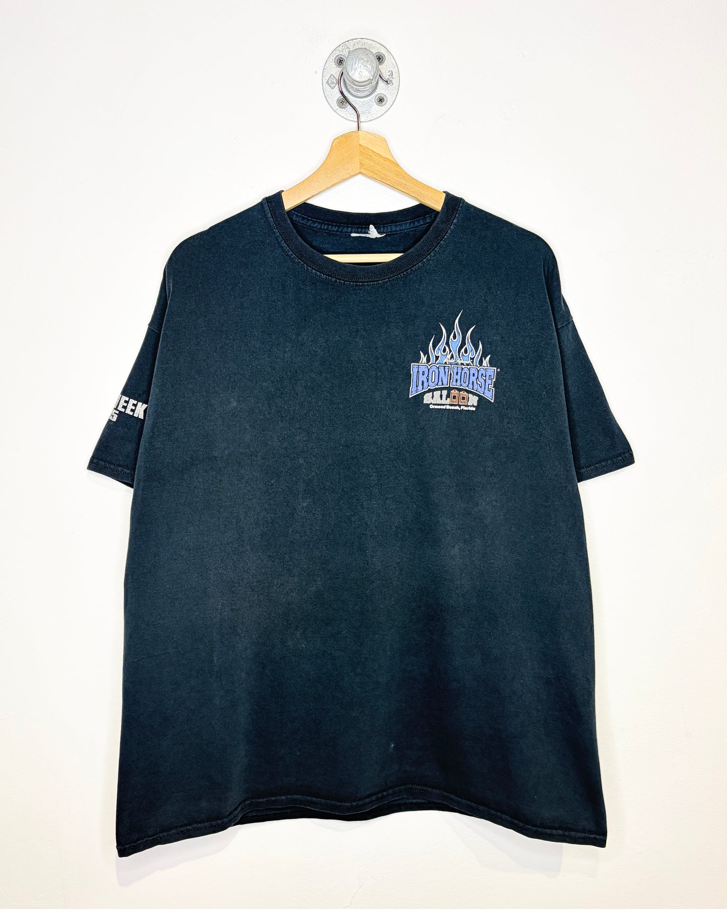 Iron Horse Saloon Faded Black Biker Tee Shirt