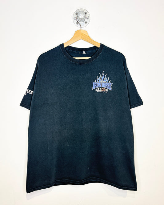 Iron Horse Saloon Faded Black Biker Tee Shirt