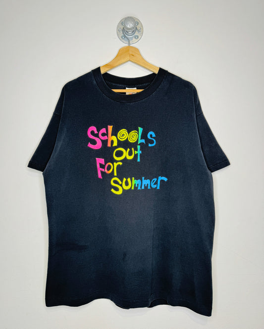 Vintage 90s Schools Out Raise A Little Hell Black Tee Shirt