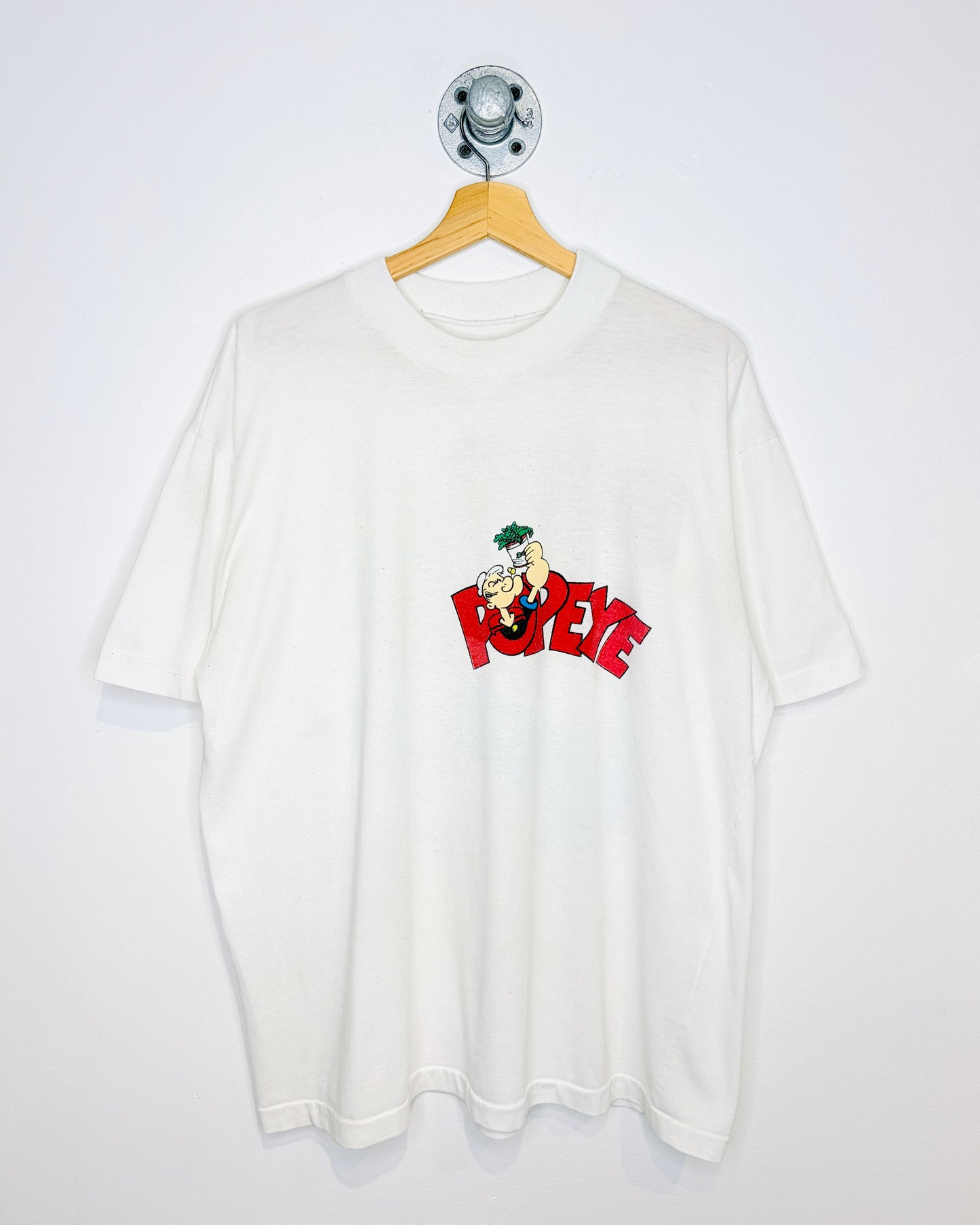 Vintage 90s Popeye 65th Anniversary White Tee Shirt
