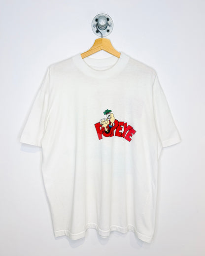 Vintage 90s Popeye 65th Anniversary White Tee Shirt