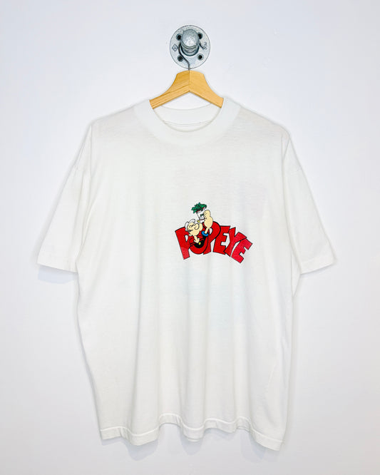 Vintage 90s Popeye 65th Anniversary White Tee Shirt