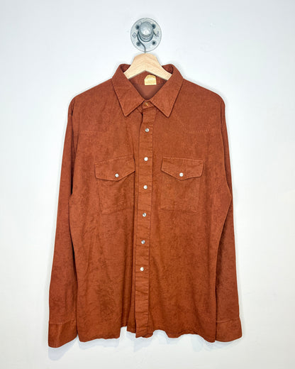 Vintage 90s Campus Rugged Country Brown Pearl Snap Button Up Shirt