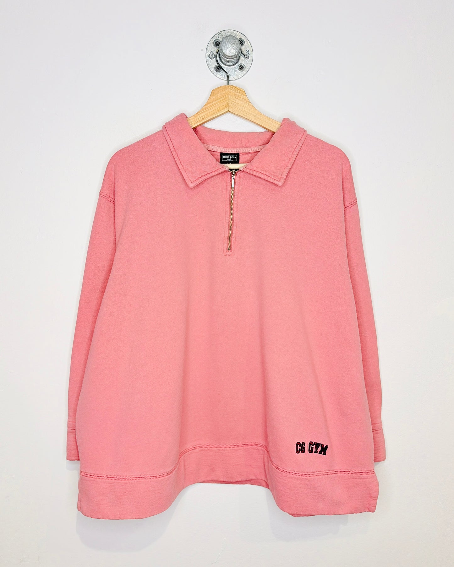 Vintage 90s Cotton Ginny Faded Pink 1/4 Zip Sweatshirt