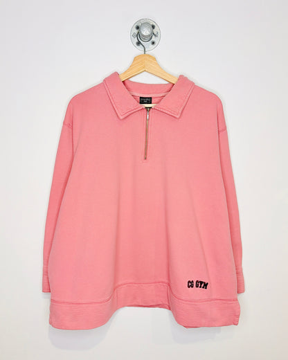 Vintage 90s Cotton Ginny Faded Pink 1/4 Zip Sweatshirt