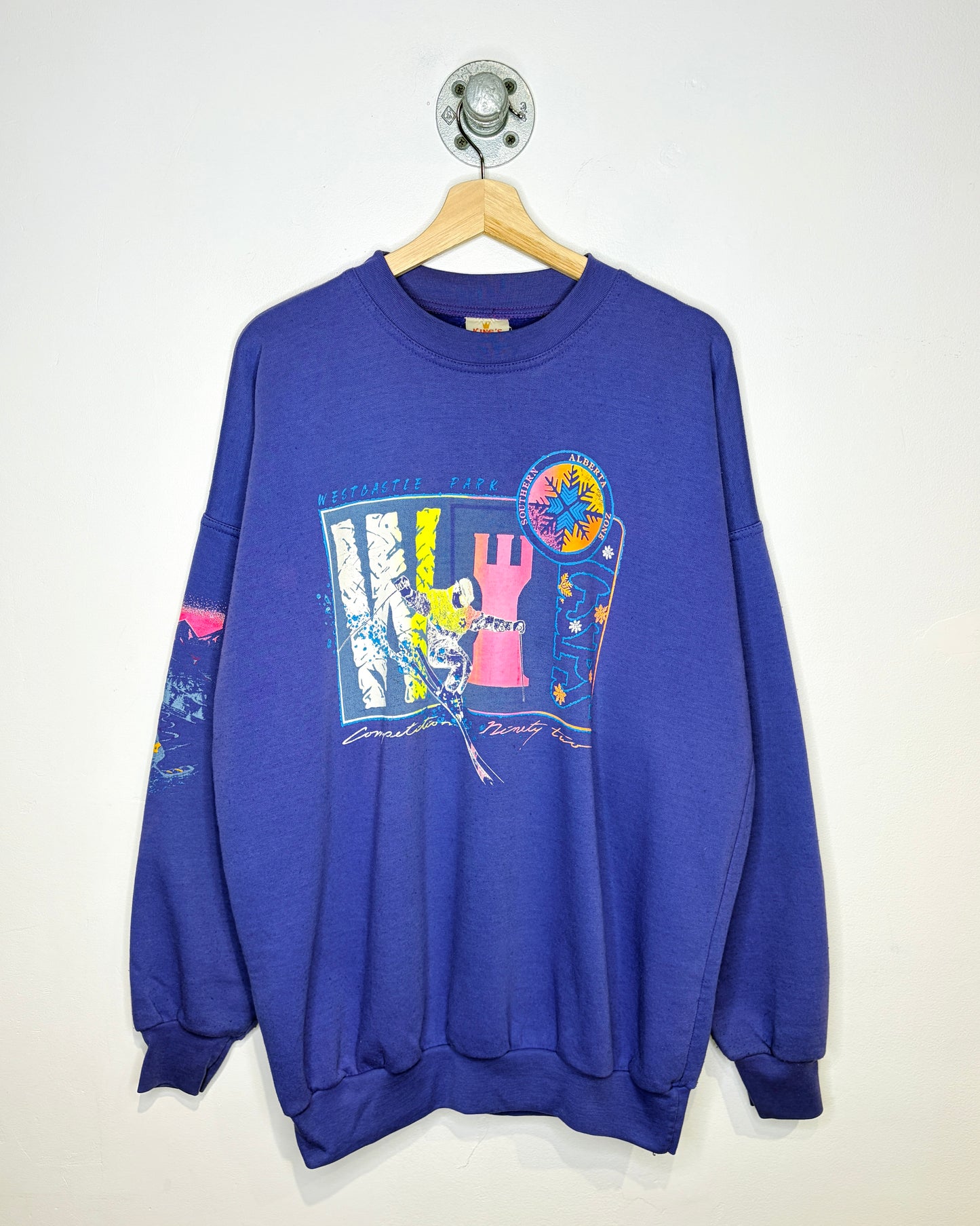 Vintage 1992 Westcastle Park Ski Competition Purple Crewneck Sweatshirt