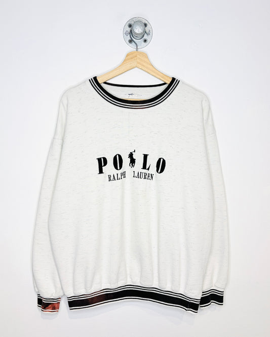 Vintage 90s Polo Ralph Lauren Twotone Ash Grey Crewneck Sweatshirt
