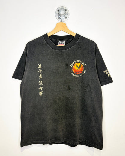 Vintage 1993 Vancouver Dragon Boat Festival Faded Black Tee Shirt