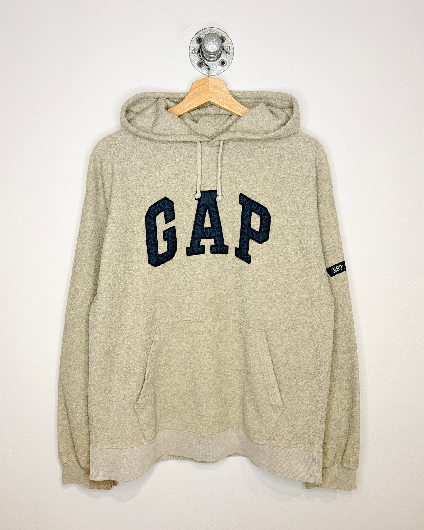 Vintage GAP Oatmeal & Navy Blue Fleece Hoodie