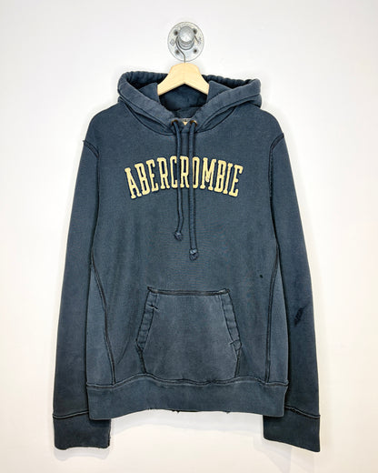 2000s Abercrombie & Fitch Faded Navy Blue Heavyweight Hoodie