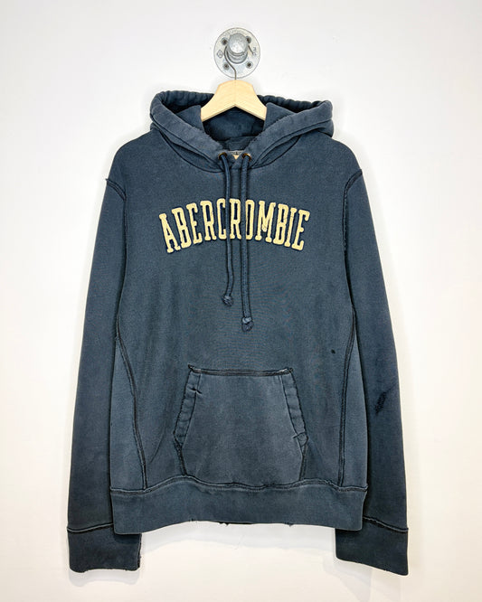 2000s Abercrombie & Fitch Faded Navy Blue Heavyweight Hoodie