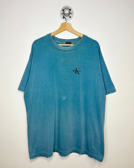 Vintage 90s Calvin Klein Sun Faded Slate Blue Tee Shirt