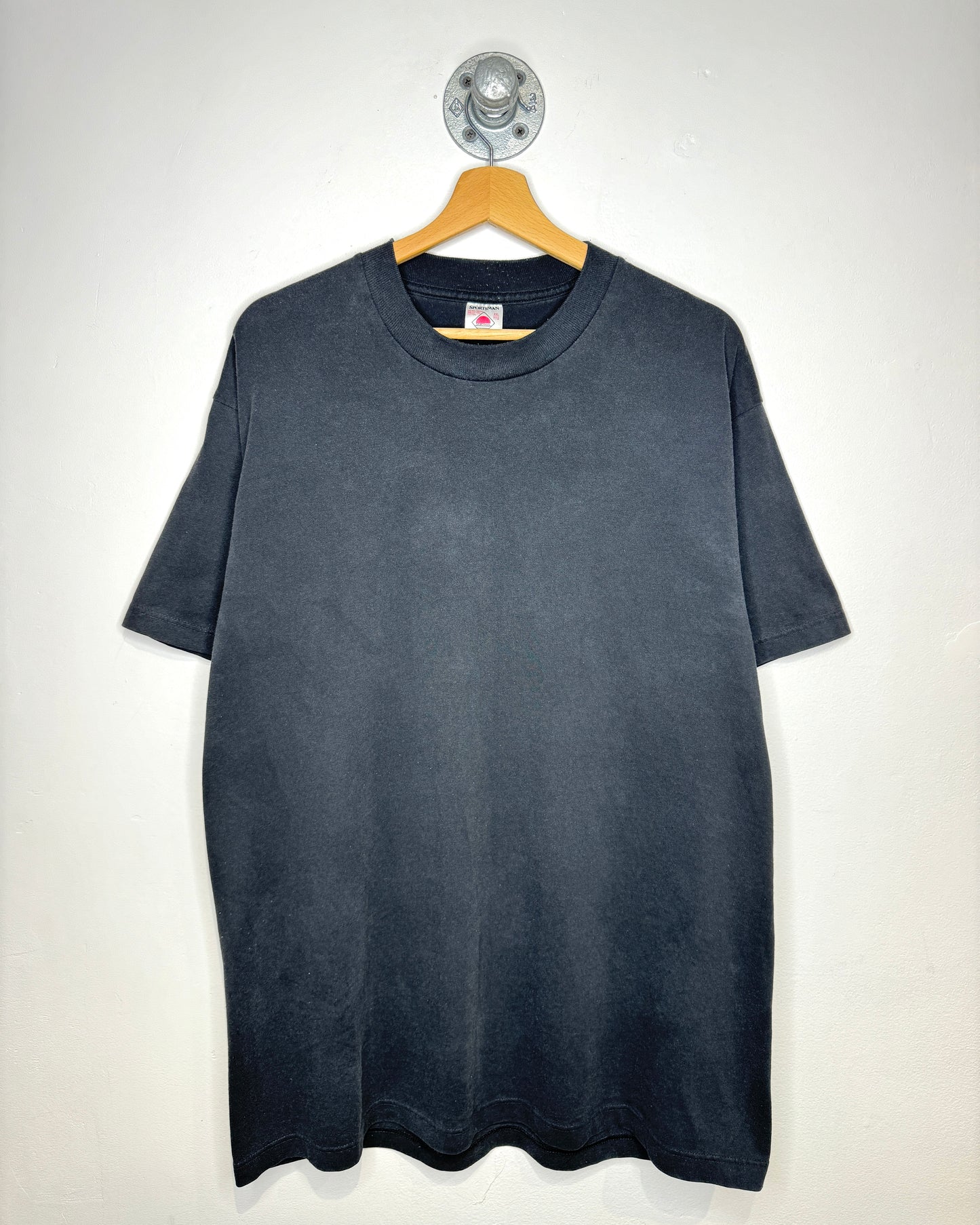 Vintage 90s Canadian Made Blank Faded Black Tee Shirt