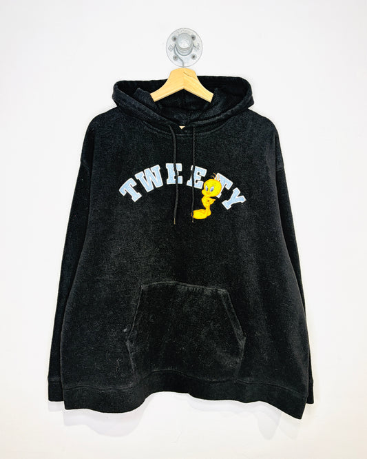 Vintage 1990s Looney Tunes Tweety Black Fleece Hoodie
