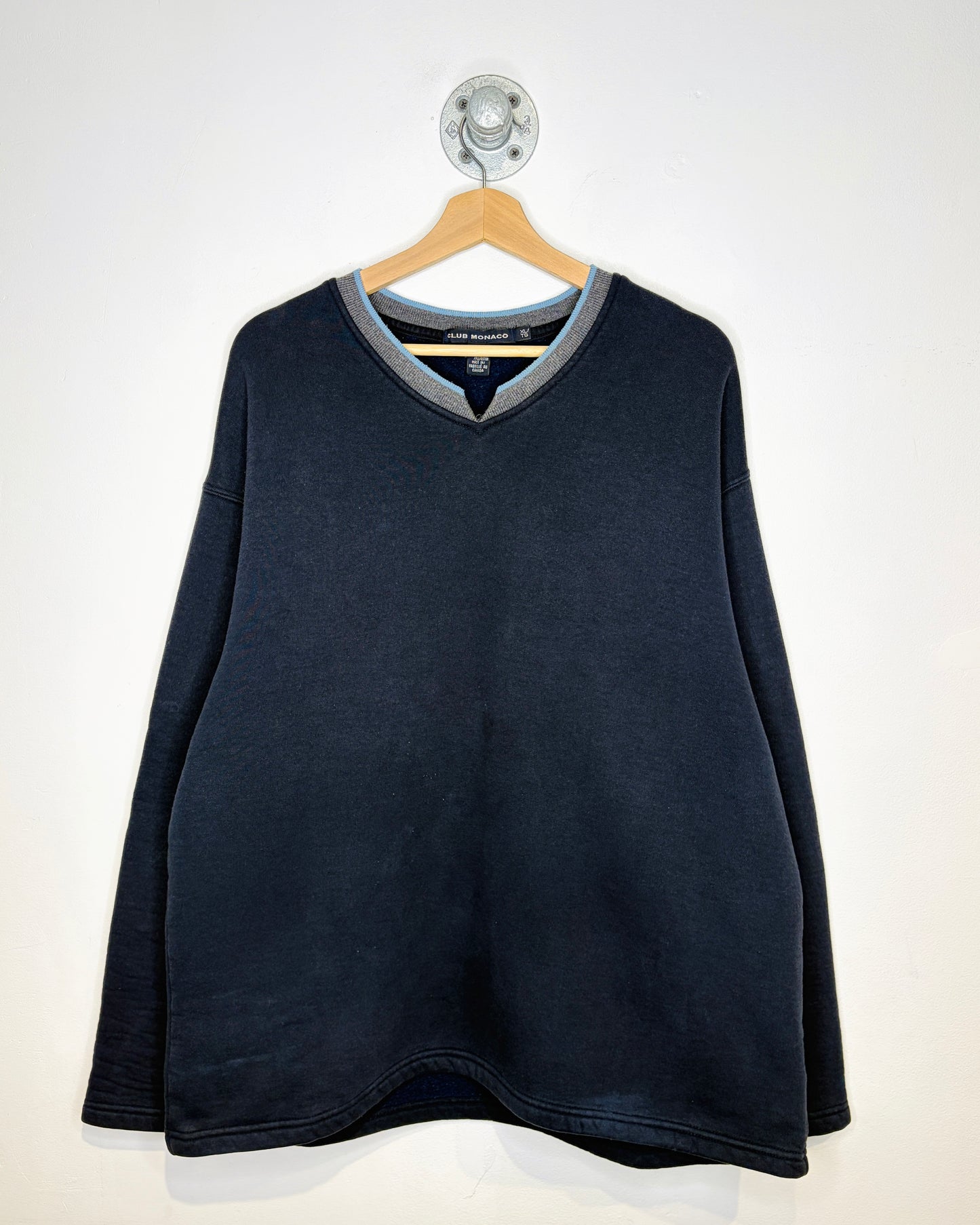 Vintage 90s Club Monaco Navy V-Neck Sweatshirt