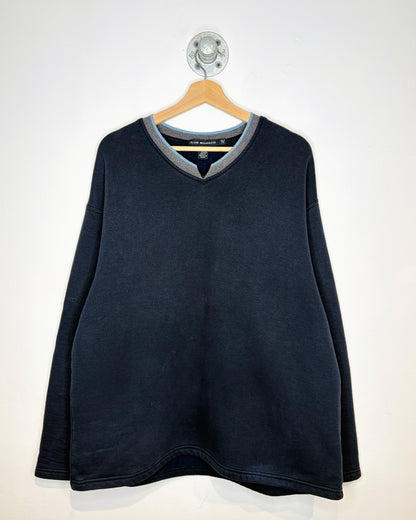 Vintage 90s Club Monaco Navy V-Neck Sweatshirt