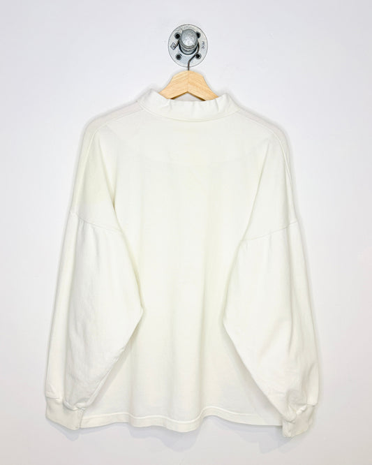 Vintage Lonsdale Rose Patch White Long Sleeve Rugby Style Shirt