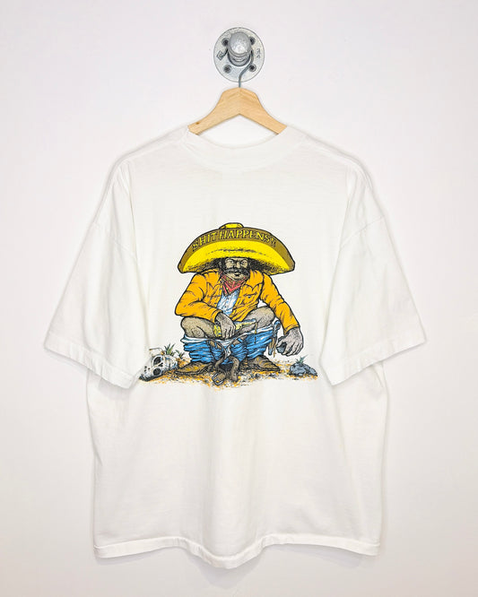Vintage 90s Puerto Vallarta “Sh*t Happens” White Tee Shirt