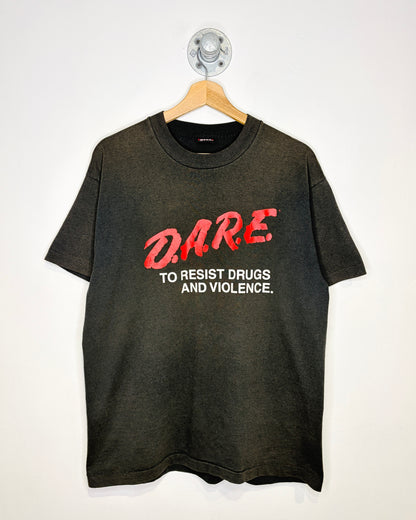 Vintage 90s D. A. R. E. Faded Black Tee Shirt