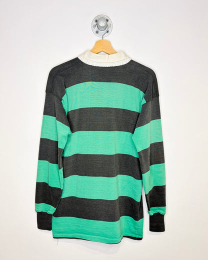 Vintage 1990s Canterbury Black And Green Rugby Long sleeve Shirt